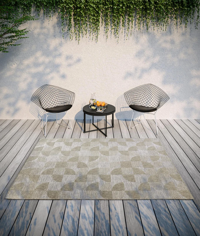 Villeroy & Boch Margaretha Indoor and Outdoor Rug Modern - Modern Flat Weave, Boho, Ethnic, Oeko-Tex, Weatherproof & UV-Resistant for Balcony, Patio, Garden - Natural Brown, 115 x 170 cm