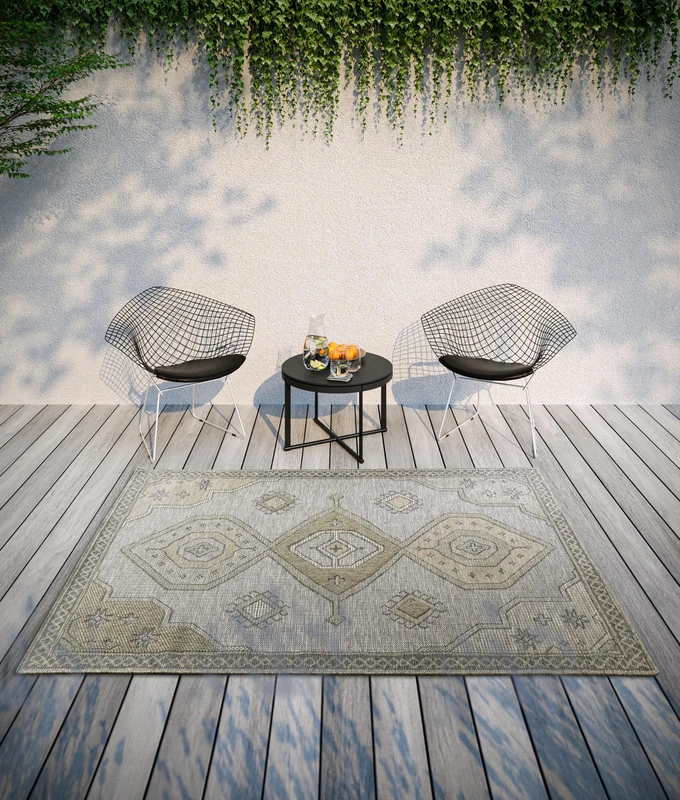 Villeroy & Boch Robert Indoor & Outdoor Rug Modern - Modern Flat Weave, Boho, Ethnic, Oeko-Tex Weatherproof & UV-Resistant for Balcony, Patio, Garden - Natural Brown, 155 x 230 cm
