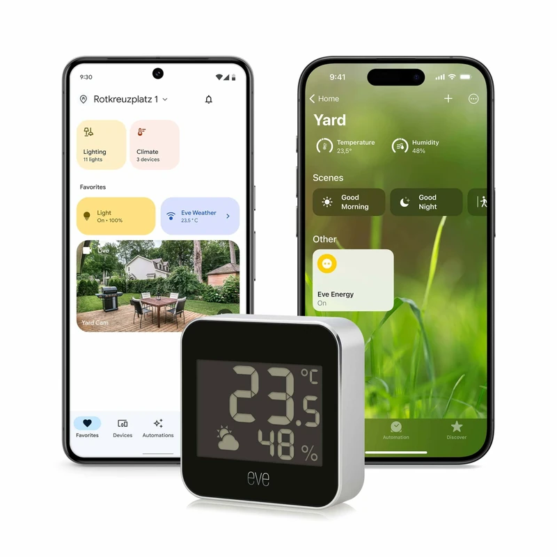 Eve Weather (Matter) – Smart Weather Station for temperature, humidity, weather trend, IPX4 water resistance, display, wireless, Google/Alexa/Siri voice access, requires Thread Border Router - Image 1