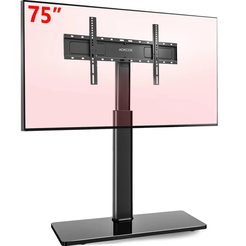 AOKCOS TV Floor Stand Tall for 43 to 75 inch TVs,Corner TV Stand Height Adjustable 1554mm Swivel TV Stand, Max VESA 600x400mm,up to 50kg