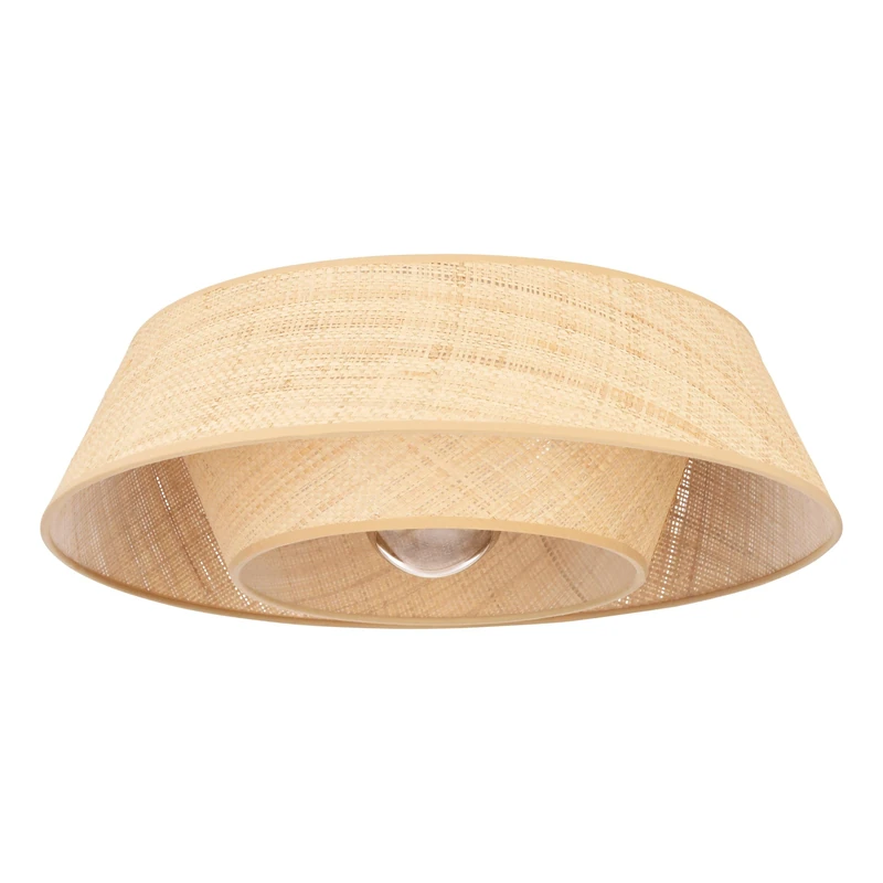 Eglo Ceiling Light Fixture Marford, Boho Japanese Flush Mount lamp, Living Room Lighting with Natural Bast Lampshade, E27 Socket, Ø 50 cm