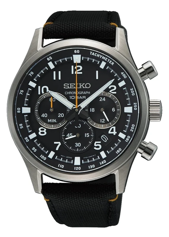 Seiko Analogue Quartz, Black & Blue, Strap.