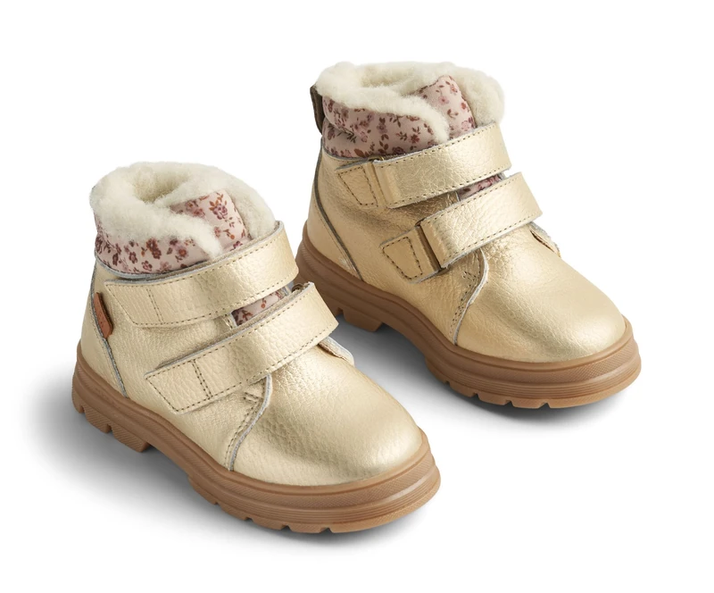 Wheat Children's Shoes Winter Shoes Dry Velcro Tex Junior Sizes Unisex Boys and Girls 80% Leather, 20% Suede, Breathable, Waterproof, 0204 Light Gold, 11.5 UK Child - Image 1