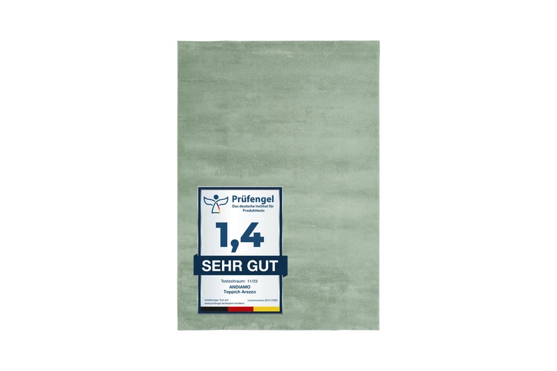 andiamo Arezzo Washable Living Room Dining Room Rug Easy-Care Elegant Cosy Living Room Rug Fur Rug Plain 80 x 200 cm Sage Green