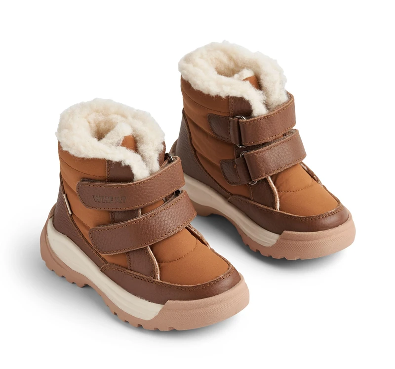 Wheat Millas Tex Unisex Children's Winter Shoes, Waterproof, Breathable, Lined and Warm Leather Snow Shoes, 9002 Cognac, 8.5 UK Child - Image 1