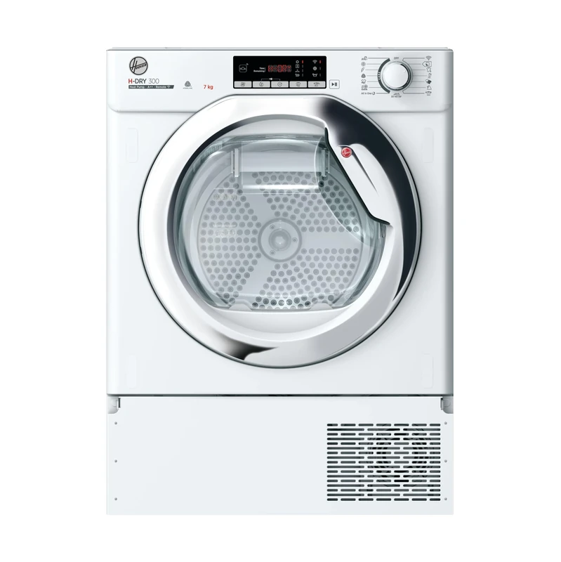 Hoover BATD H7A2TCE-80 7kg Integrated Heat Pump Tumble Dryer, A++ Rated, White & Chrome