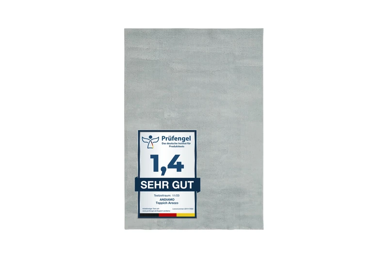 andiamo Arezzo Rug for Living Room Dining Room Easy-Care Elegant Cosy Living Room Rug Plain 80 x 200 cm Grey - Image 1