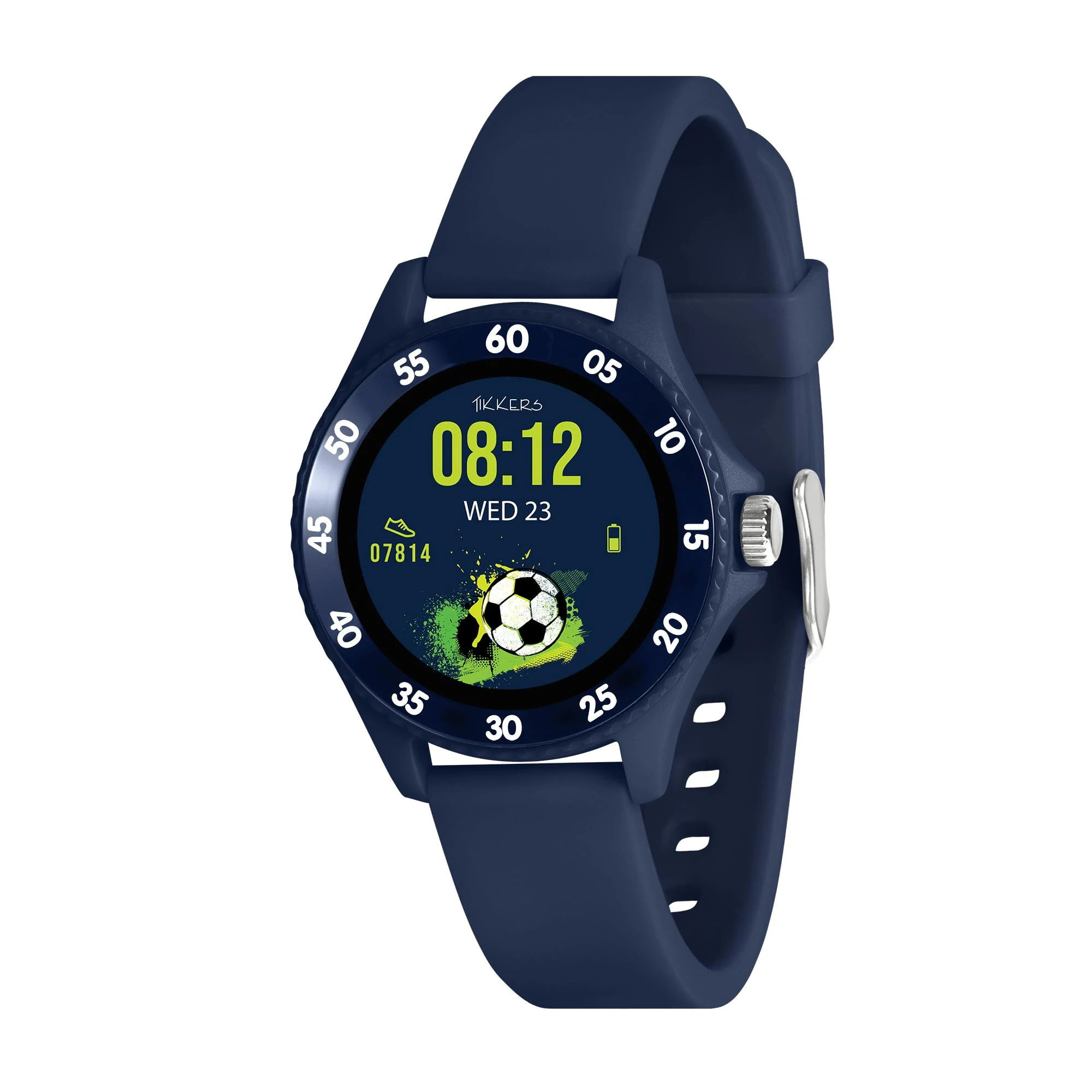 Tikkers Series 34 Kids Navy Smart Watch with Fitness Tracker, Heart Rate Monitor, IP68 Waterproof, Step Counter, Music Player, Sleep Monitor, Alarm, for Android iOS