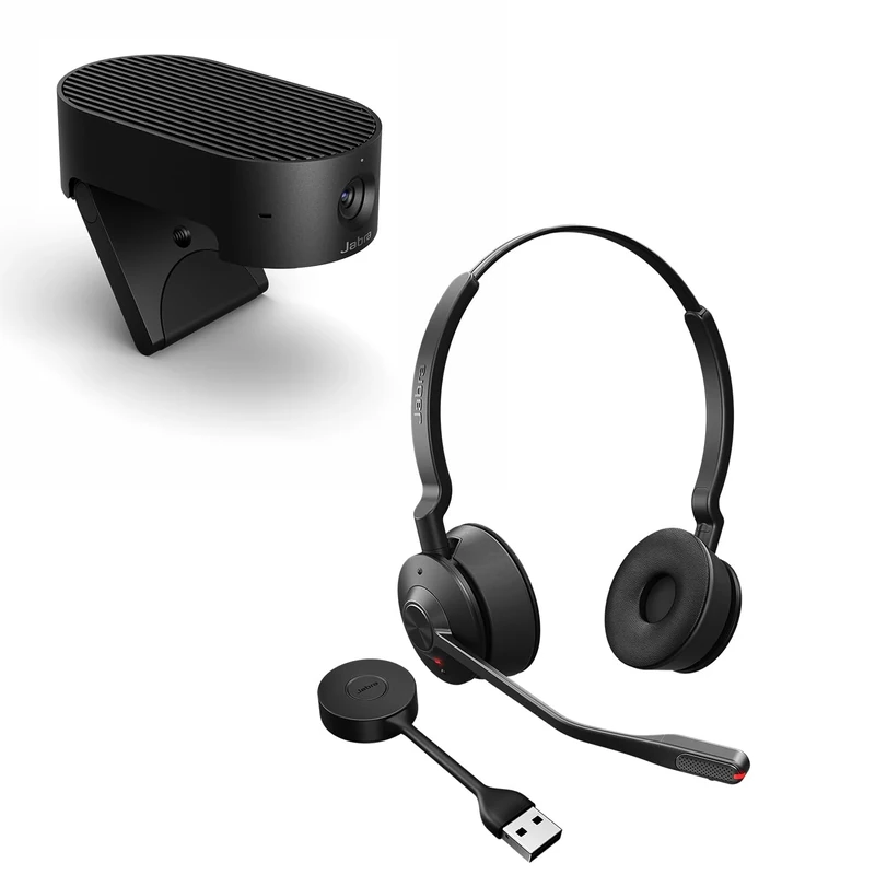Jabra Engage 55 Stereo Wireless Headset - Certified for Google Meet and Zoom PanaCast 20 4K AI-powered Video Conferencing Camera (bundle)
