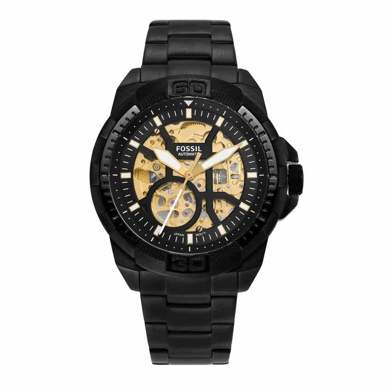 Fossil Bronson Watch for Men, 44mm Automatic Movement with Stainless Steel or Leather Strap