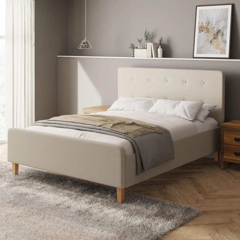 GFW Ashbourne 150cm / 5' King Size Ottoman Storage Bed Frame Natural
