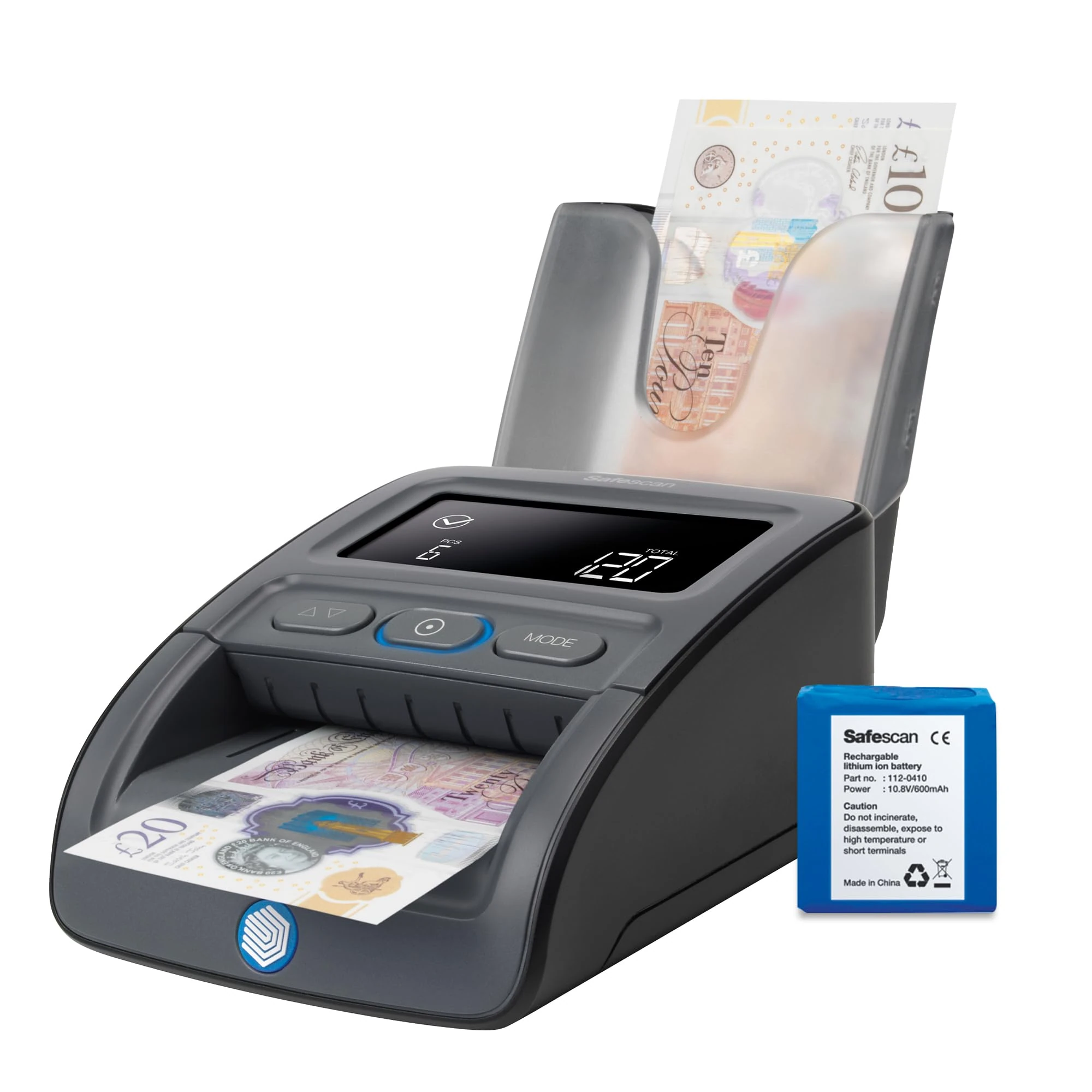 Safescan 155-S Complete Portable Counterfeit Money Detector That verifies banknotes - Money Machine with 7-Point Detection - 100% Accurate Money Checker Machine with Included Battery and Note Stacker