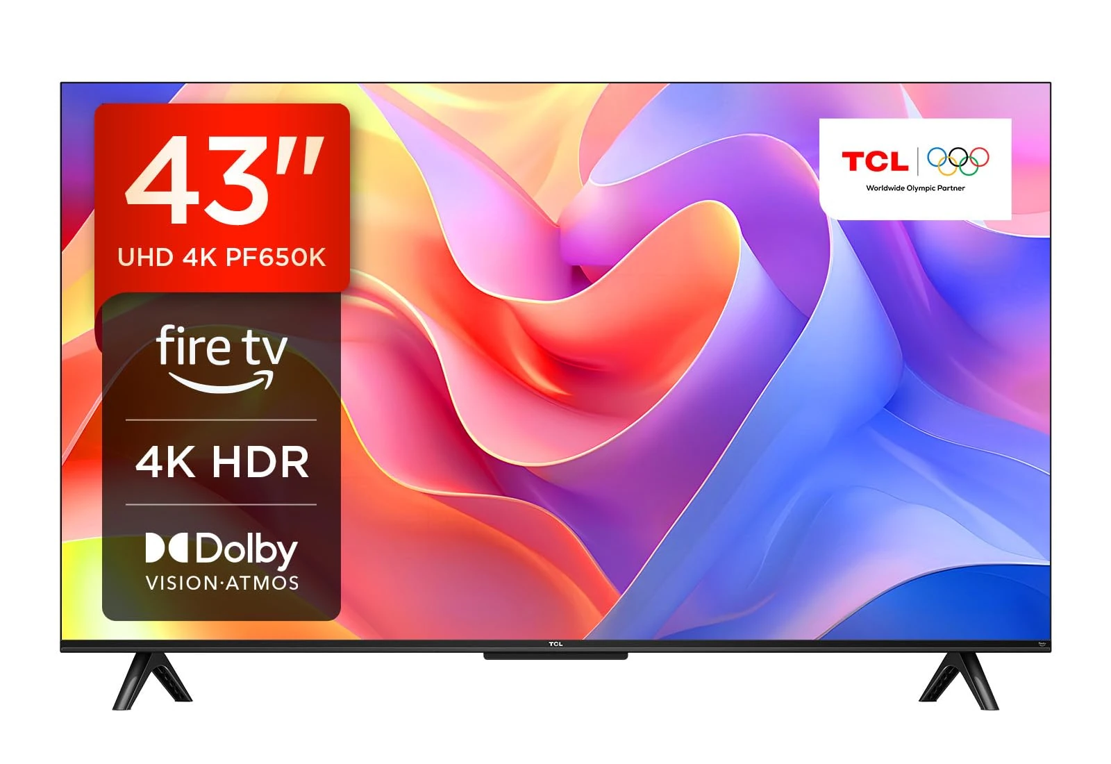 TCL 43PF650K 43-inch 4K Ultra HD, HDR TV, Smart LED Fire TV (Dolby Vision, Dolby Atmos, DTS, HDR 10, Alexa built-in, Airplay2, Miracast)