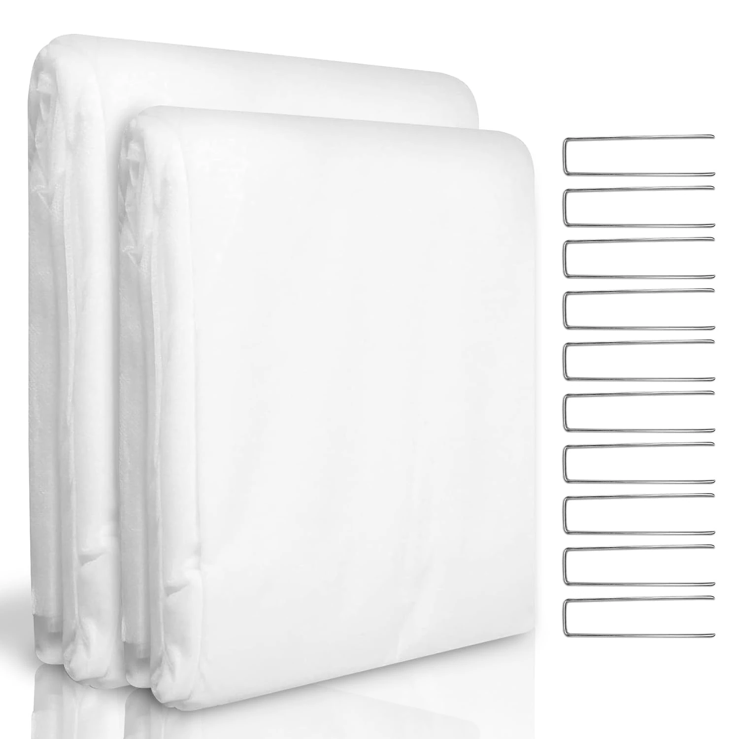 WISD Garden Fleece Frost Protection - 30gsm Horticultural Fleece Winter Plant Covers with 10 U-Shaped Ground Pegs - Reusable Frost Blanket for Outdoor Garden Plants (White, 2x5m)