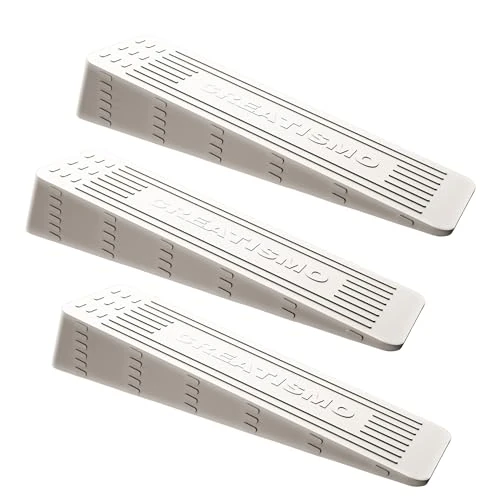 CREATISMO Pack of 3 White Door Stoppers - Durable, Anti-Skid, Heavy-Duty Rubber Door Wedges for All Floor Types, Preventing Accidents