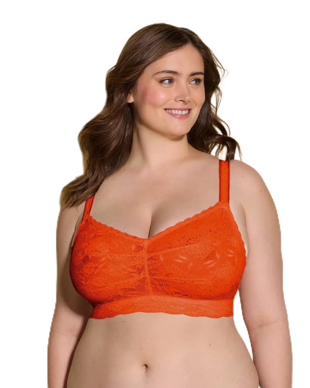 Cosabella Women's Say Never Super Curvy Sweetie Bralette Bra, Semi-Sheer, Sicilian Orange, S