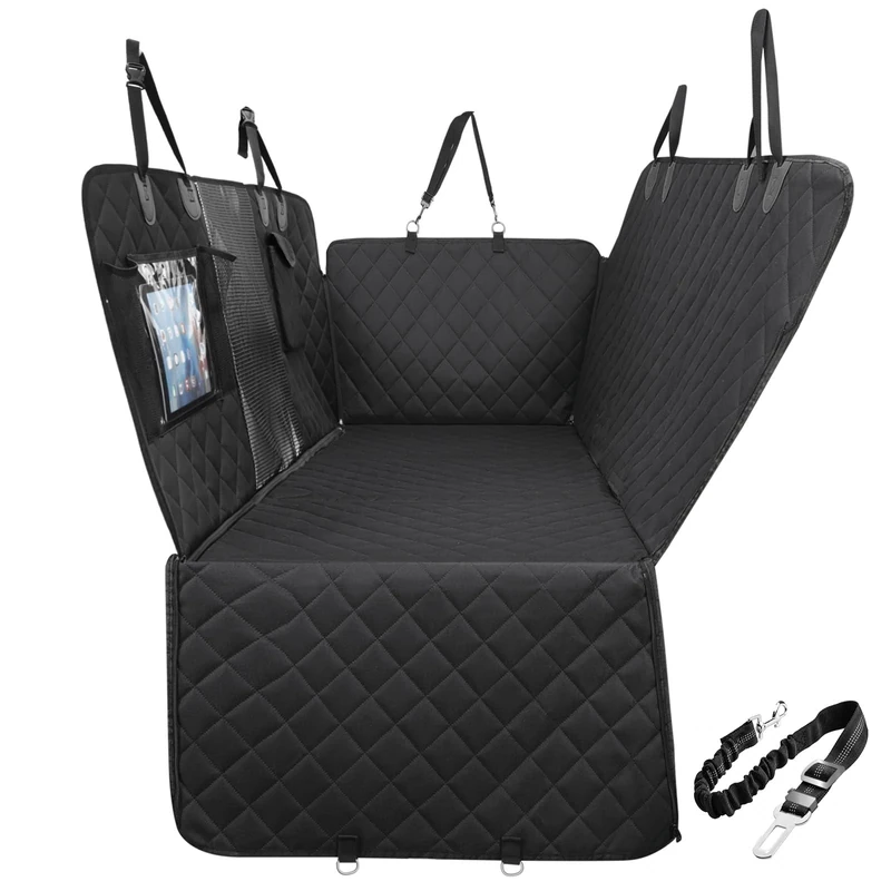 Gimars Extra Large 5 in 1 Dog Car Seat Cover for Back Seat Sturdy Zippers 600D Waterproof, 6 Layers Heavy Duty Scratchproof Pets Dog Seat Cover Nonslip for Cars Trucks SUV