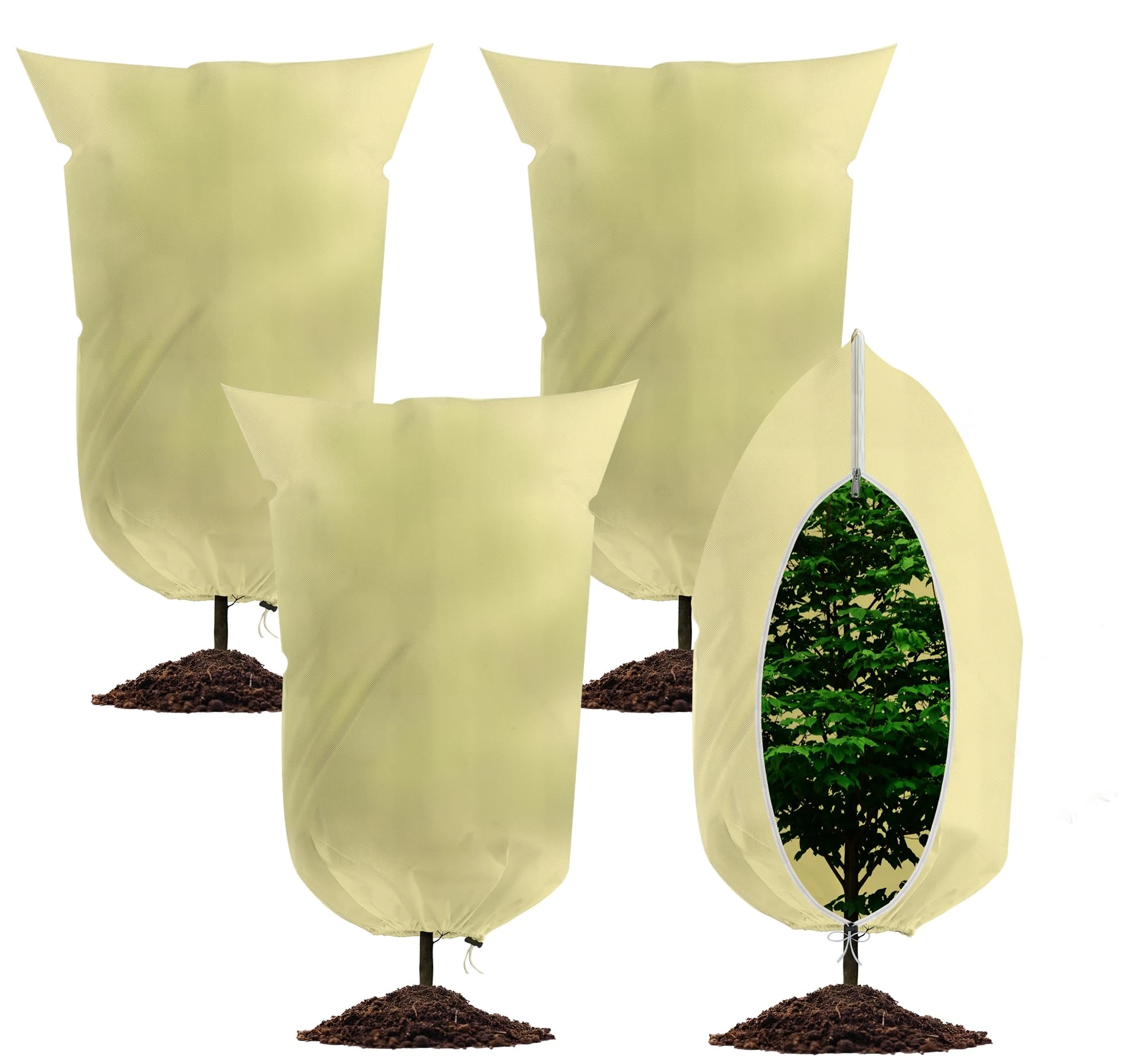 WISD Garden Fleece Frost Protection Bags - 80gsm Winter Plant Covers with Drawstring and Zipper - Plant Fleece Jacket for Outdoor Plants Trees Cold Weather (80 * 120cm,2 packs)