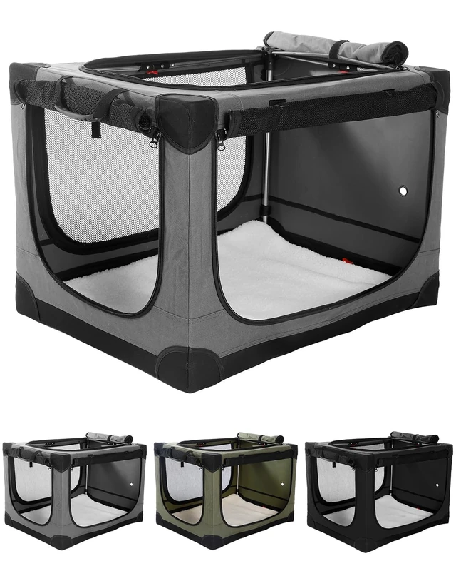 Veraste 30" Soft Collapsible Travel Dog Crate for Medium Dogs,Grey