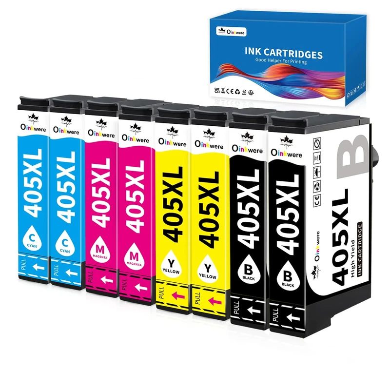 OINKWERE 8-Pack Ink Cartridges Multipack Replacement for Epson 405 Ink Cartridges 405 XL for WorkForce Pro WF-3820DWF WF-3825DWF WF-4820 WF-4825 WorkForce WF-7310 WF-7830 WF-7835 WF-7840