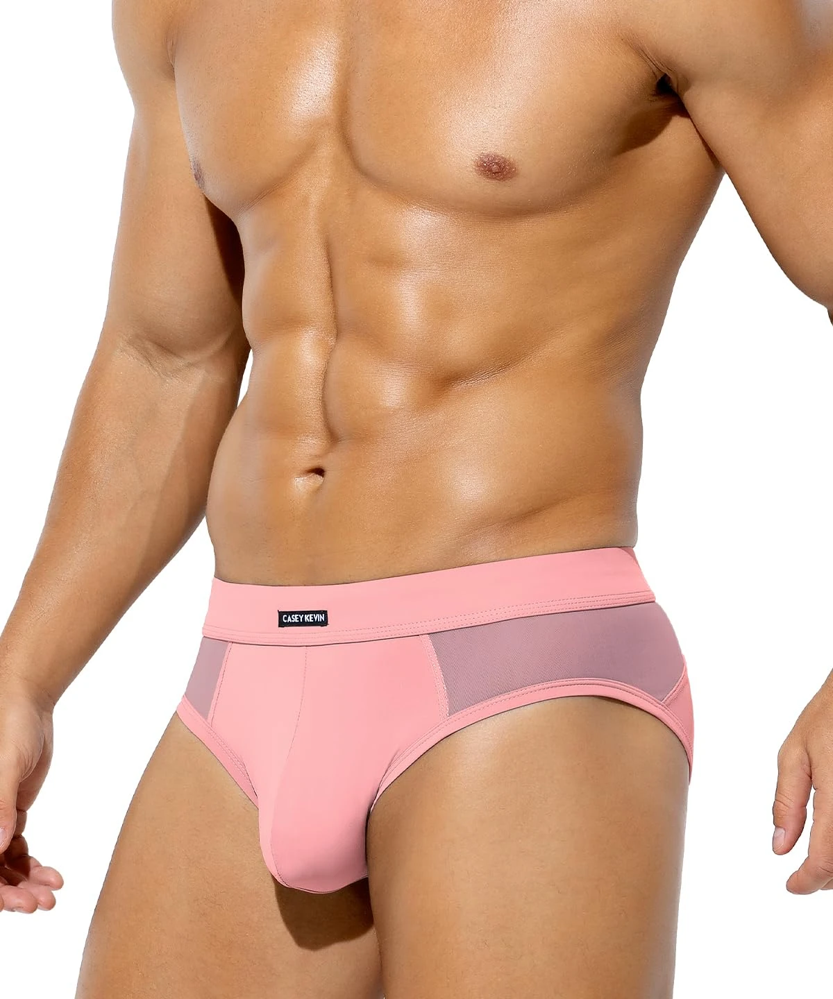 Mauro Kane Men's Underwear Briefs Mesh Sexy Underwear Low Rise Underpants Anti Chafing Ice Silk Briefs,Pink-XXL