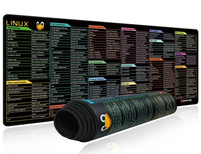 excovip Mouse Pad with Linux Commands Line Extended Large Cheat Sheet Mousepad Shortcuts Desk Mat to Kali/Red/Hat/Ubuntu/OpenSUSE/Arch/Debian/Unix Programmer 800x300mm 0246