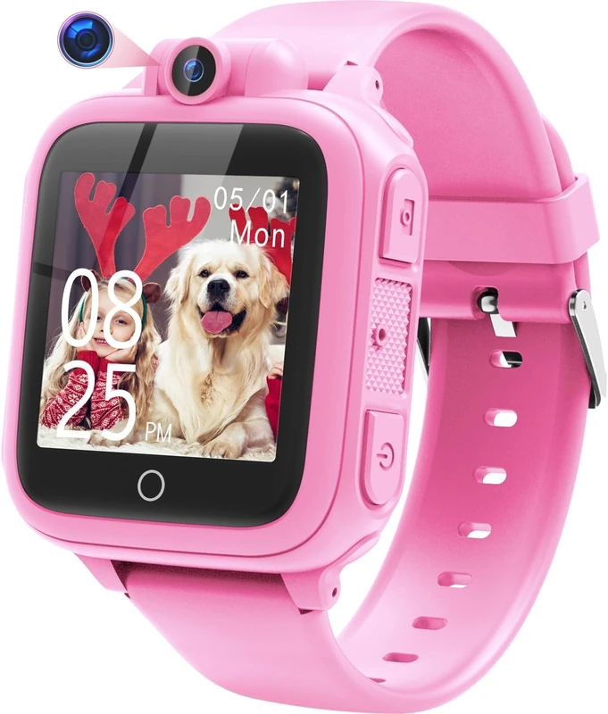 Awatty Kids Smart Watch for Boys Girls, Fashion Smartwatches for 5-12 Year Olds Children, Birthday Gift Toy for Kids, Digital Watch with 14 Puzzle Games (Pink, S)