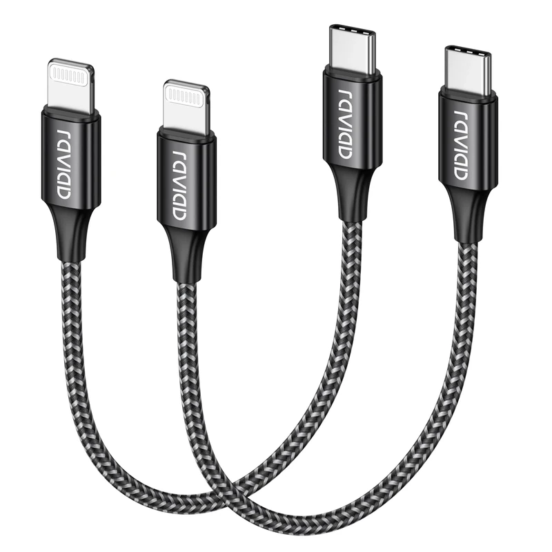 RAVIAD USB C to Lightning Cable Short 0.3M 2Pack, [MFi Certified] iPhone Fast Charger Cable Nylon PD Fast Charging USB C Lightning Cable Compatible with iPhone 14 13 12 11 Pro Max Mini X XS XR 8 8Plus
