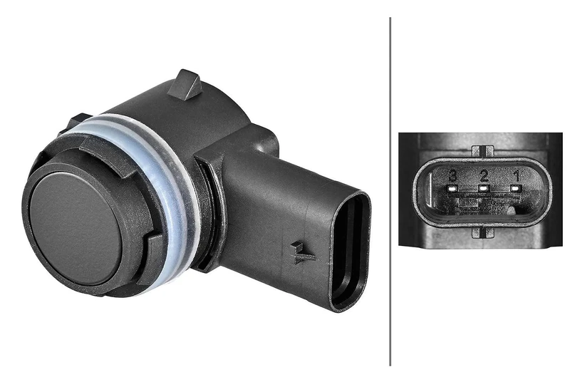 HELLA 6PX 358 270-491 Sensor, park distance control - 3-pin connector - mounting - Paintable