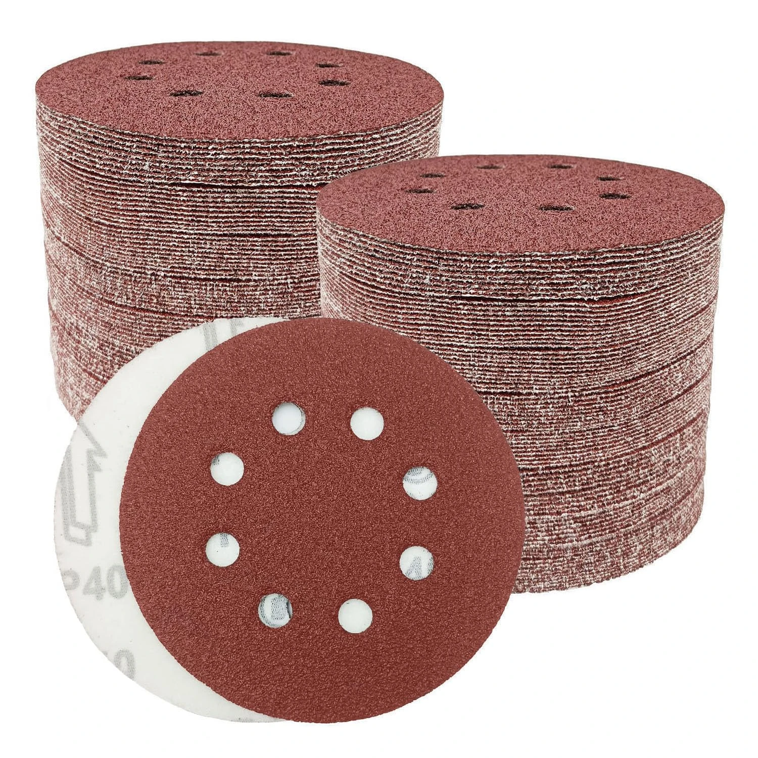 Goysen 125mm Sanding Discs, 5 Inch 8 Hole Round Sanding Discs Pads for Random Orbital Sander (40 Grit) - 100pcs