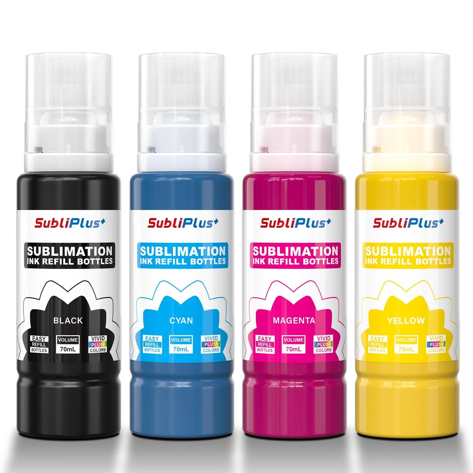 Sublimation Ink for Eco Tank Printer, Sublimation Ink Refill Bottles Compatible for ET-1810 ET-2850 ET-2860 ET-2870 ET-2876 ET-2820 ET-15000 ET-14000 ET-4800 ET-2760 ET-2800 Printer（KCMY）