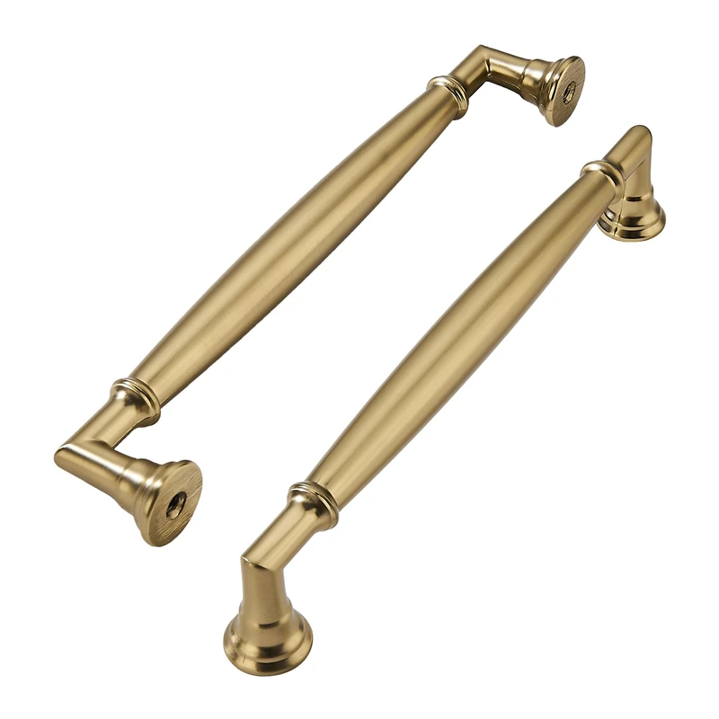 khtumeware 10 Pack 6 Inch(152mm) Brushed Brass Cabinet Pulls Heavy Duty Solid Warm Brass Cabinet Handles Kitchen Brushed Gold Cabinet Hardware for Cupboard Drawer Handles