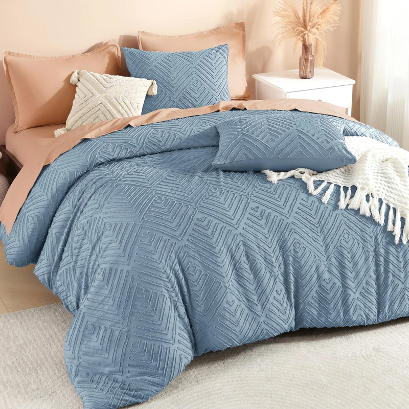 Litanika Super King Plus Comforter Set, 3 Pcs Tufted Boho Bedding Set