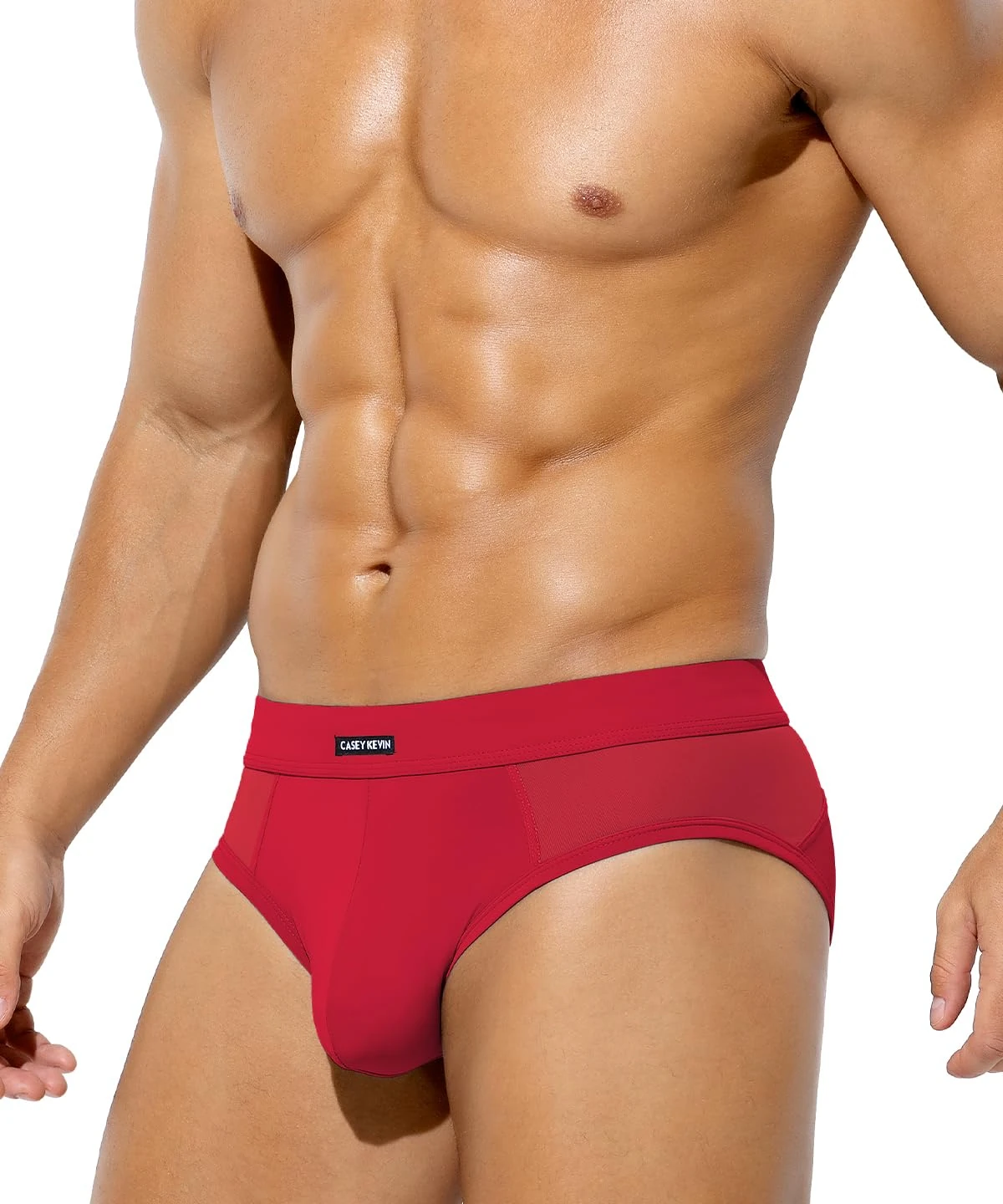 Mauro Kane Men's Underwear Briefs Mesh Sexy Underwear Low Rise Underpants Anti Chafing Ice Silk Briefs,Red-XXL