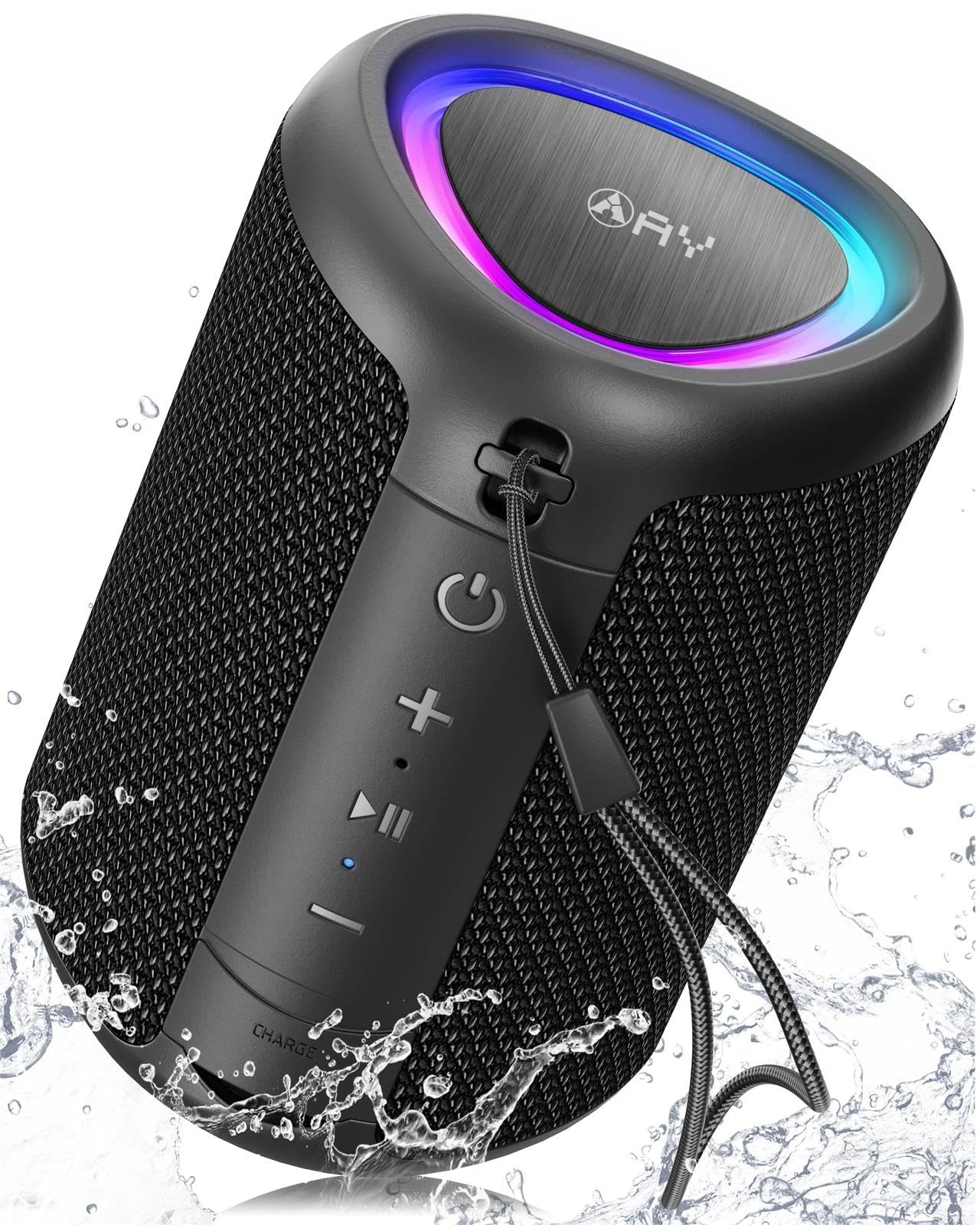AY Portable Bluetooth Speaker with Lights, Powerful Crystal Clear Sound, IPX5 Waterproof, All Day Playtime, AUX&TF-Card Input, Bluetooth 5.3, TWS Paring, Small Wireless Speaker for Outdoor, Gift Ideas