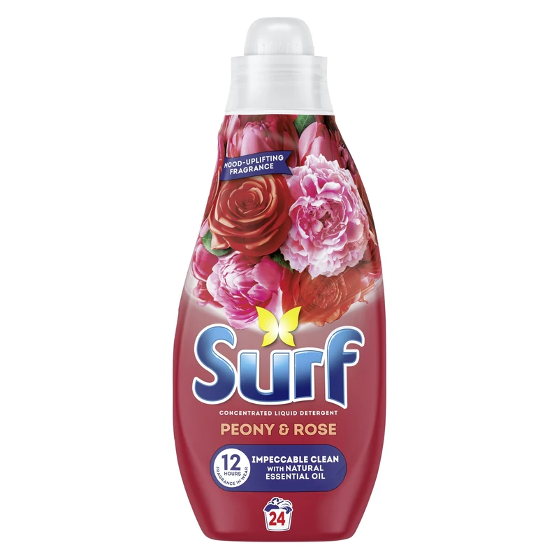 Surf Peony & Rose Laundry Washing with a joy-infused fragrance & natural essential oil lasting up to 12 hours in wear Liquid Detergent for brilliantly clean results 24 washes