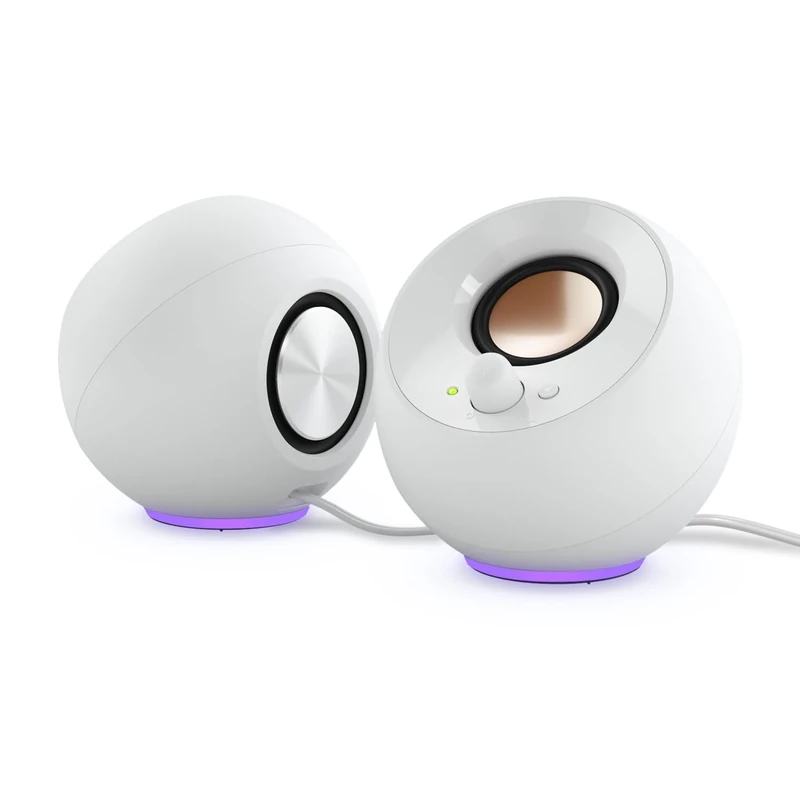 CREATIVE Pebble SE Minimalist 2.0 USB-C Powered PC Speakers with RGB Lighting?, 3.5 mm AUX-in, Up to 4.4W RMS Power for Computers and Laptops (White)