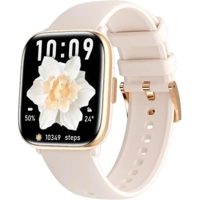 The myPhone Watch Pastel Gold/Tea Rose features a large 230 mAh battery providing up to one week of battery life. It includes Bluetooth calling, a large 1.75-inch AMOLED display, IP67 durability, mult