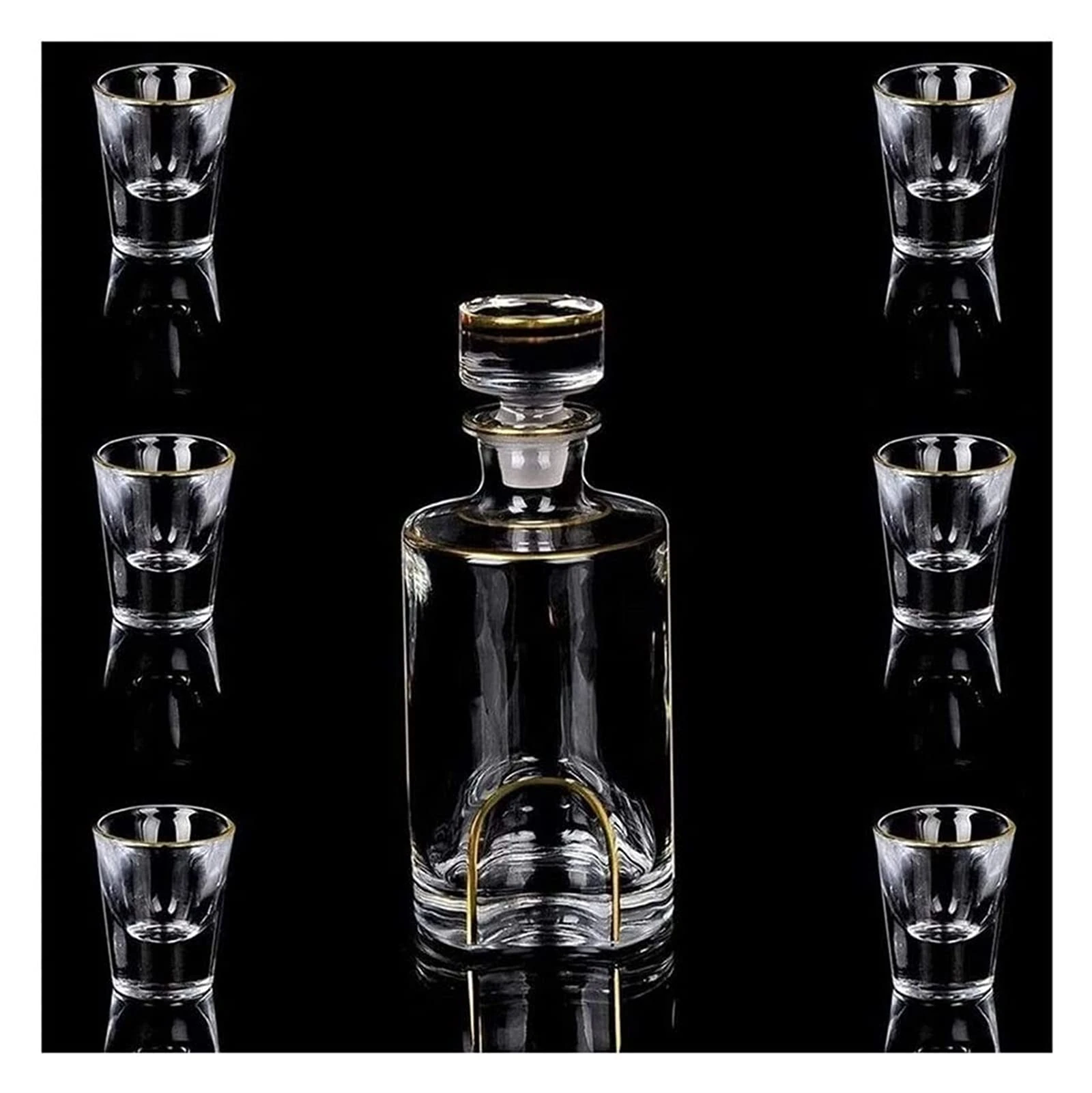 Aioneer Decanter Whiskey Decanter Wine Decanter Whisky Decanter and Glasses Set 680ml Crystal Whiskey Decanter with 6 Whiskey Glasses
