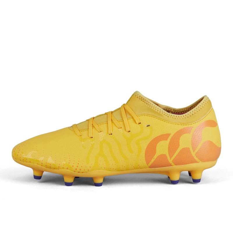 Canterbury Adult Unisex Speed Infinite Team Firm Ground Rugby Boots | Lightweight Design | Breathable | Grip Texture Firm Ground Rugby Boots, Ambyel/Oracrush/Mars Red, 11