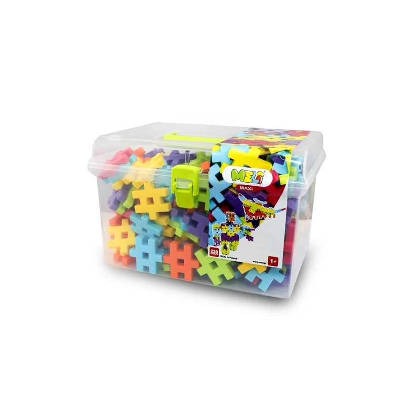 Meli Maxi Travel Box 220-220 Colourful Building Blocks for Creative Play - Includes Practical Travel Box