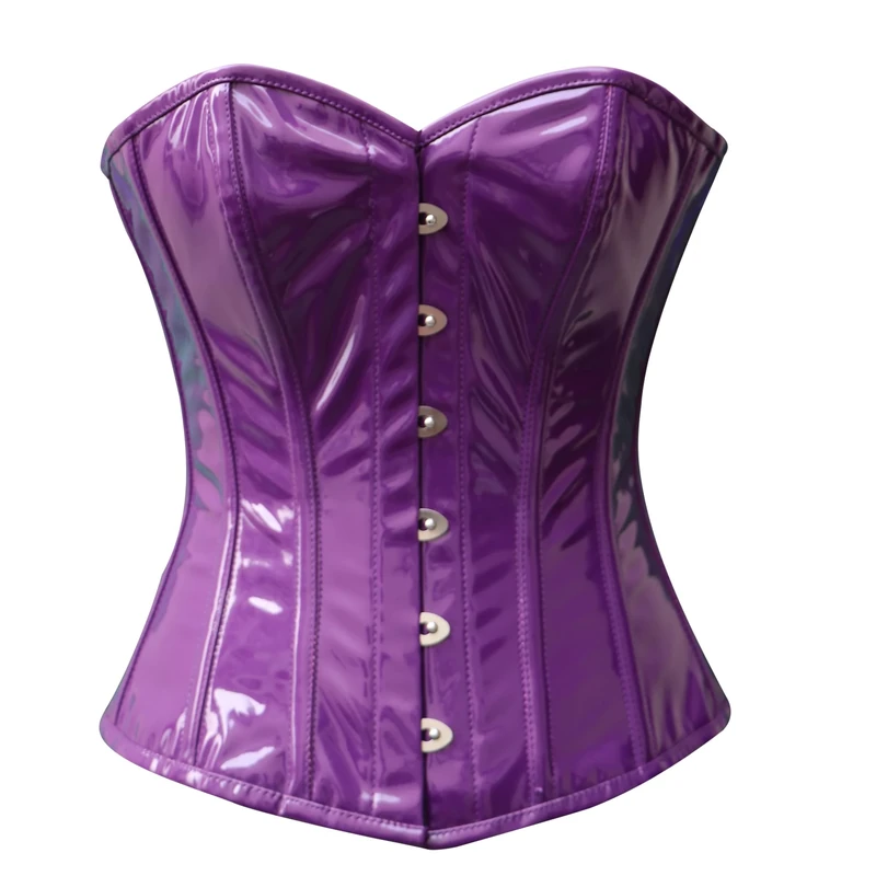CorsetsNmore Women’s Purple PVC Leather Steampunk Costume Overbust Corset Top