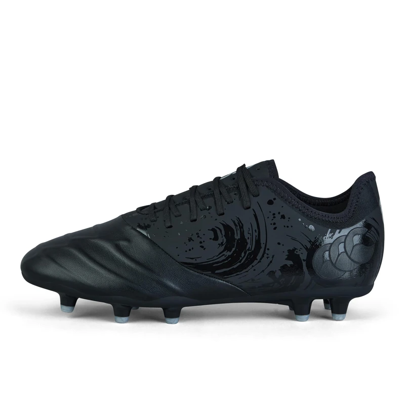 Canterbury Adult Unisex Phoenix Genesis Pro Firm Ground Rugby Boots | Dynamic Movement | Breathable | Supportive Firm Ground Rugby Boots, Black/Silver Metallic, 10