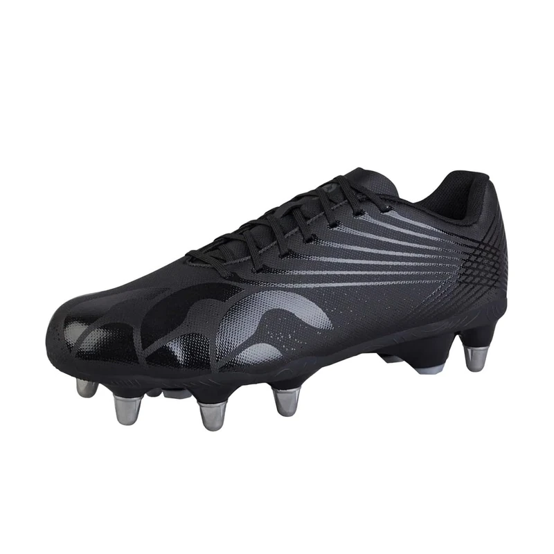 Canterbury Adult Unisex Stampede Pro Team Soft Ground Rugby Boots Soft Ground Rugby Boots, Black/Silver Metallic, 10.5
