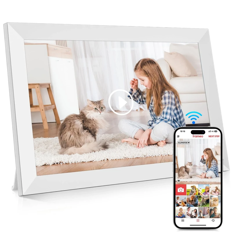 GGUA 10.1 Inch WiFi Digital Photo Frame Built in 64GB Memory, 1280x800 IPS LCD Touchscreen, Auto-Rotate and Audio, Quick and Easy Share Photos or Videos via the Frameo App, the Best Choice for Gifting