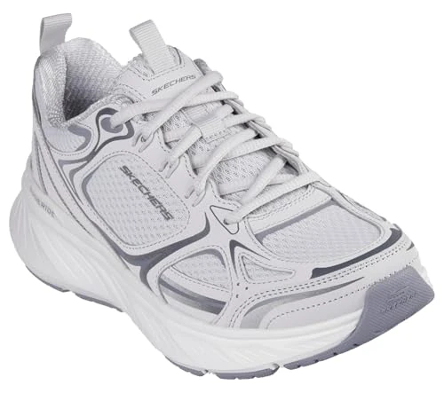 Skechers Women's Edgeride Silver Eclipse Sneaker, Gray Mesh/Duraleather/Trim, 6 UK