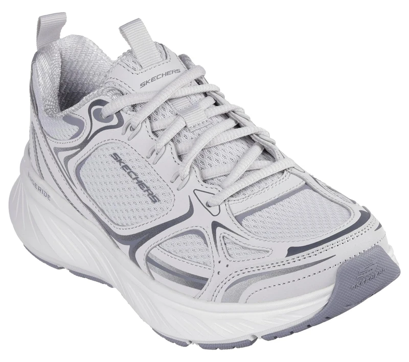 Skechers Women's Edgeride Silver Eclipse Sneaker, Gray Mesh/Duraleather/Trim, 6.5 UK