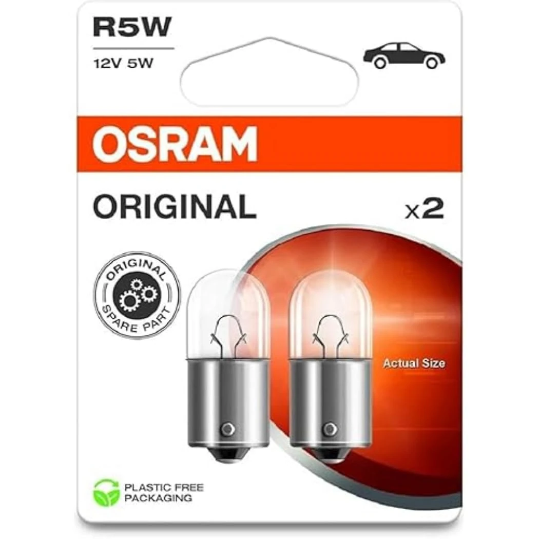 OSRAM ORIGINAL LINE 12V, R5W, signal lamp, Metal Base, Double Blister (2 lamps)