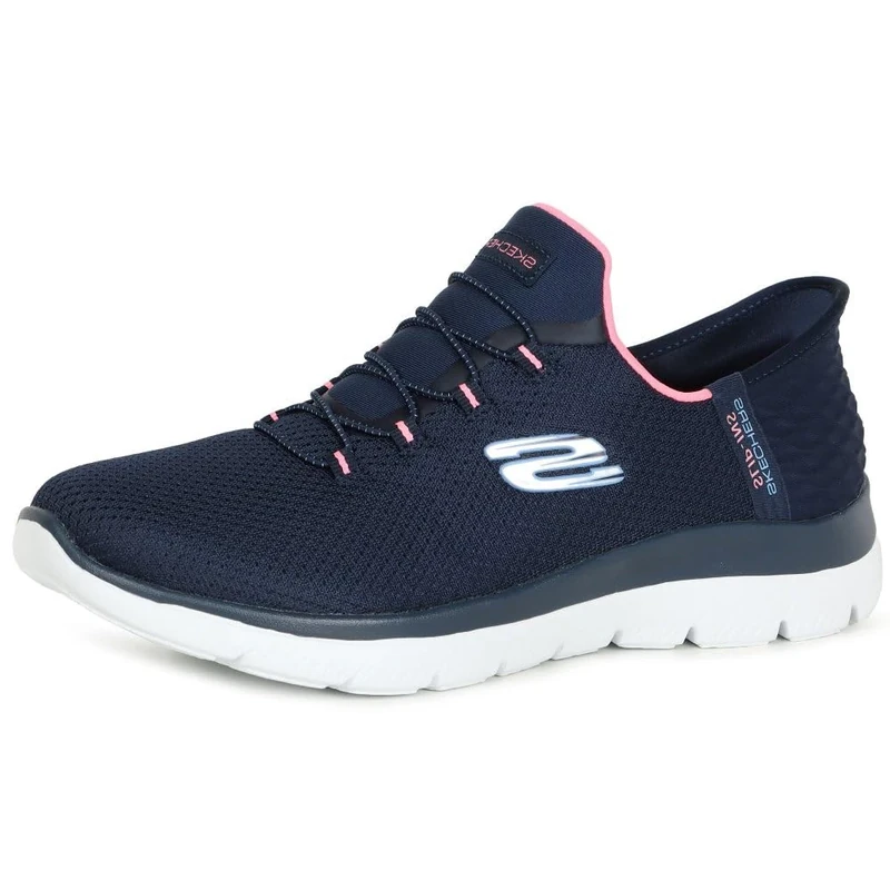 Skechers Women's Summits Diamond Dream Slip-On Sneakers, Navy Mesh/Pink Trim, 5 UK Wide