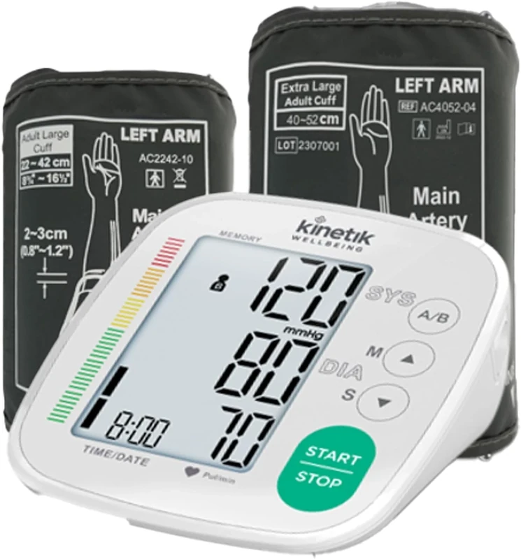 Kinetik Wellbeing Advanced Blood Pressure Monitor Used by NHS Fully Automatic Upper Arm Blood Pressure Device with Universal and XL Cuffs (22-42cm, 40-52cm) Digital